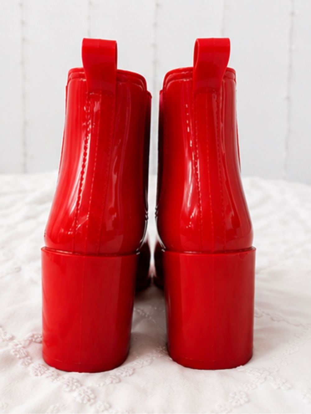 Jeffrey Campbell Red Jelly Rain Boots Ankle Booties Size 7 - Picture 2 of 7